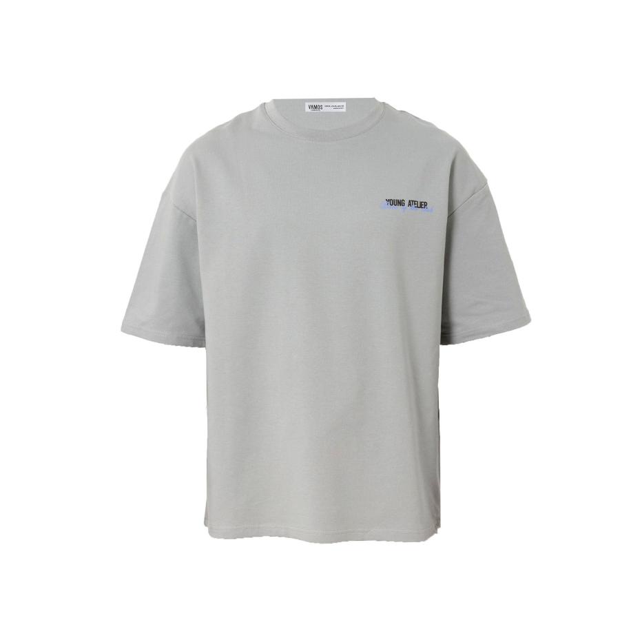 VAMOS CLO VAMOS CLO Shirt azuur / lichtgrijs / zwart -