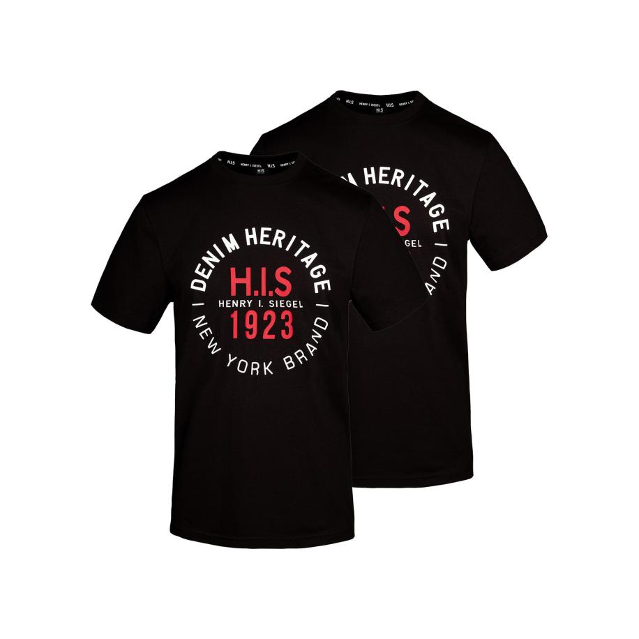 H.I.S H.I.S Shirt Denim Heritage Big Logo zwart -