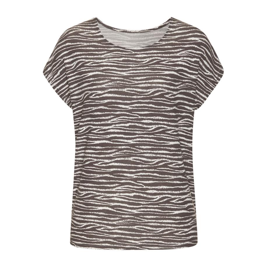 Lascana LASCANA Shirt chocoladebruin / wit -