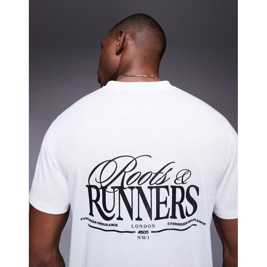 4505 - Losvallend hardloop-T-shirt van mesh met print op de achterkant in wit Wit