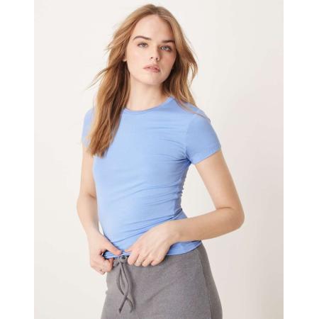 Gina Tricot Top van zachte jersey met korte mouwen en ronde hals in blauw