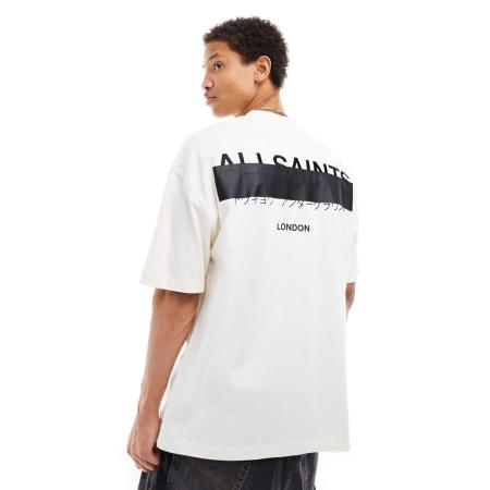 AllSaints - Redact - Oversized T-shirt met geborduurd logo in wit