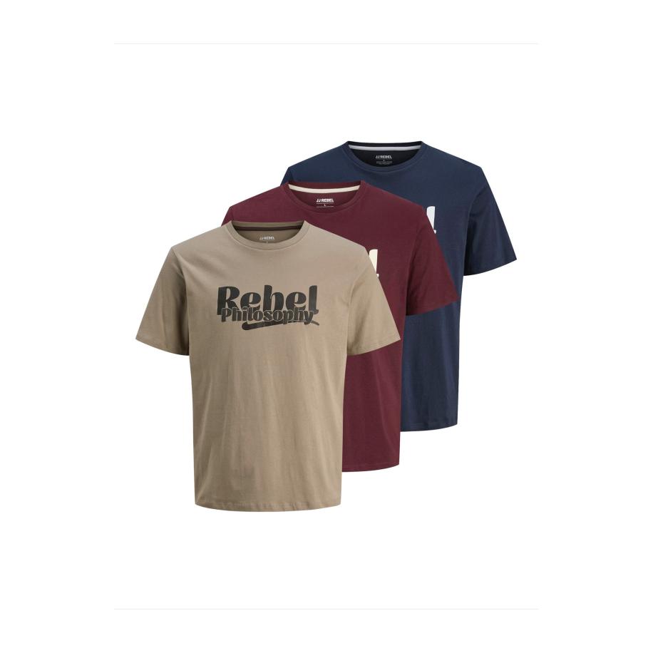 JJ Rebel JJ Rebel Shirt JREBRAKIM donkerblauw / taupe / karmijnrood / zwart -