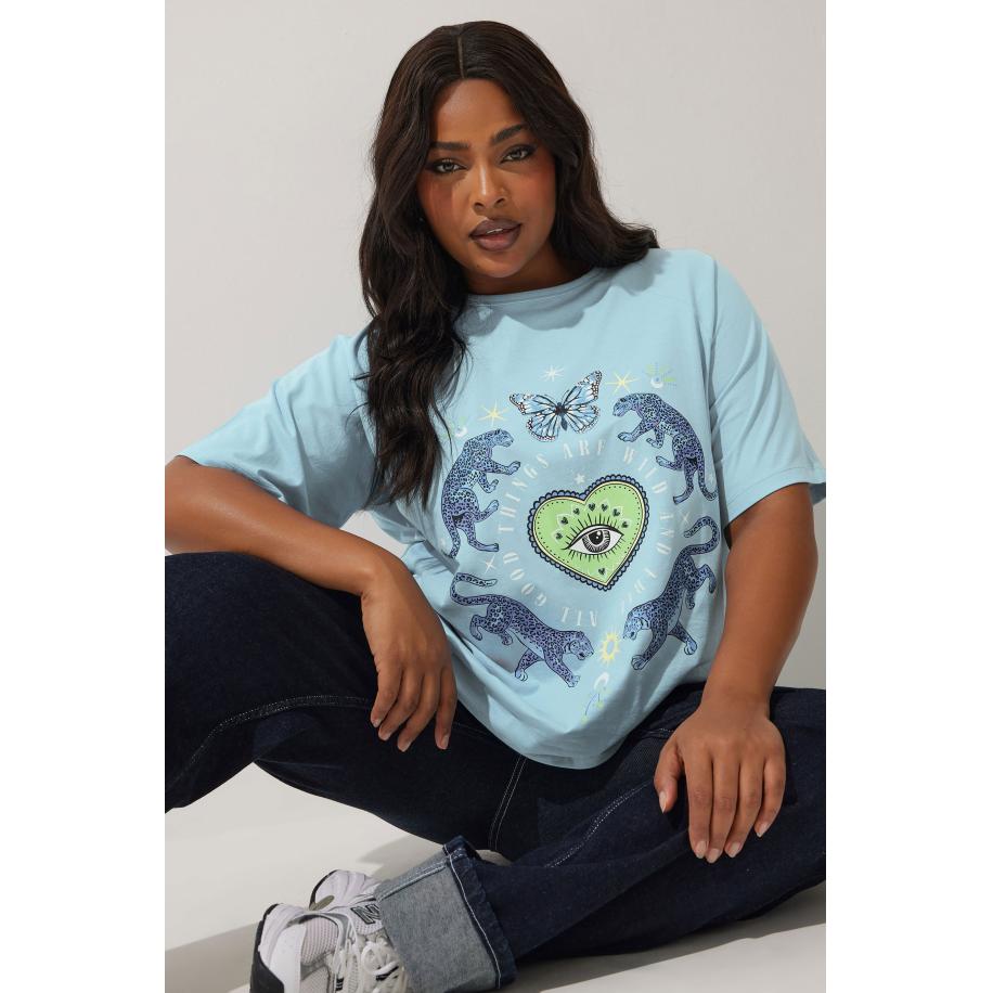 Limited Collection Tshirt Met 'All Good Things Are Wild And Free' Slogan In Blauw Size 42 Blauw