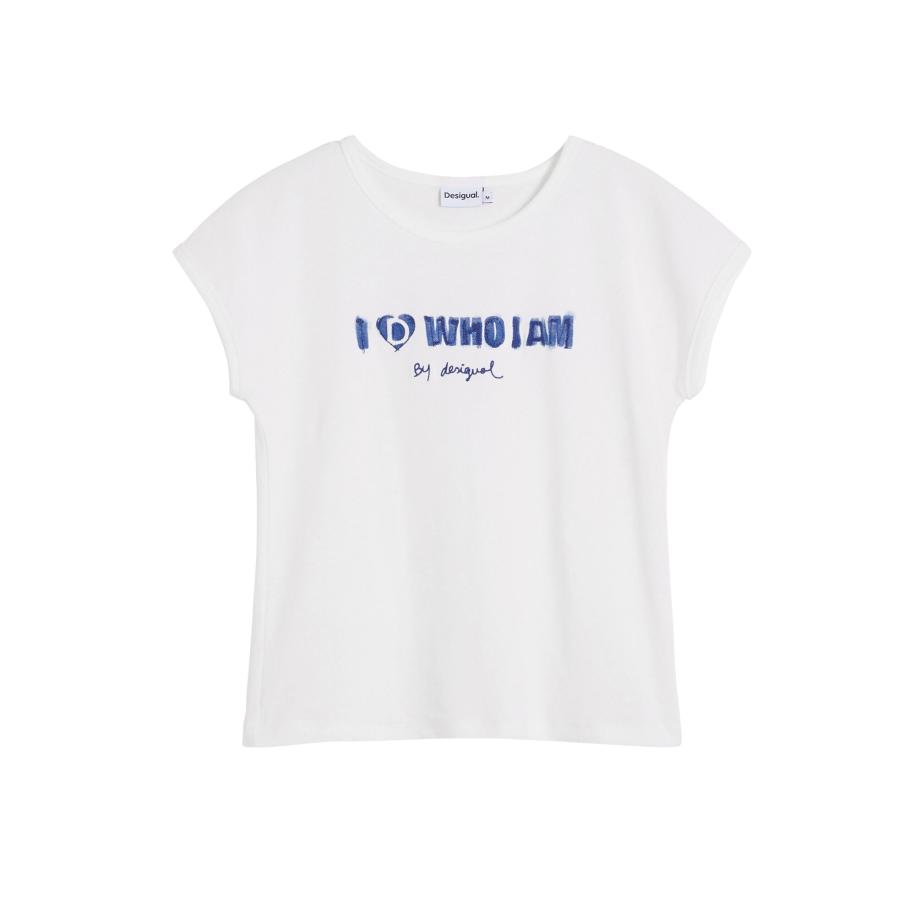 Desigual Desigual Shirt Who I Am blauw / wit -