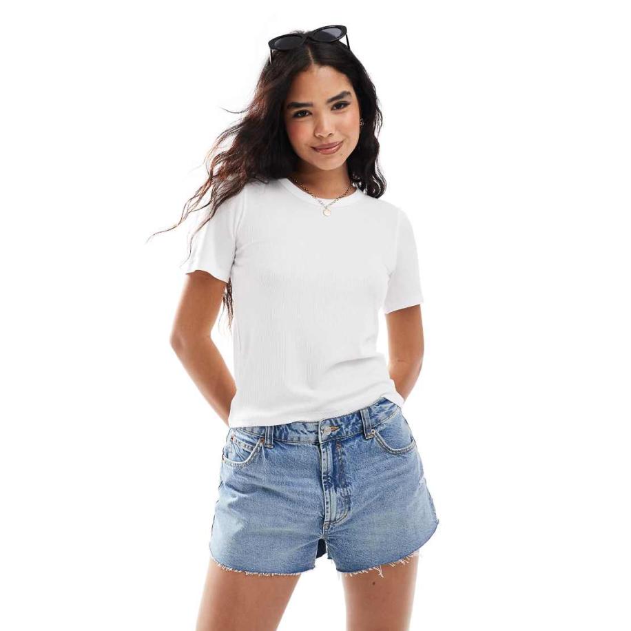 Vero Moda Aware Superzacht geribbeld T-shirt in wit Wit