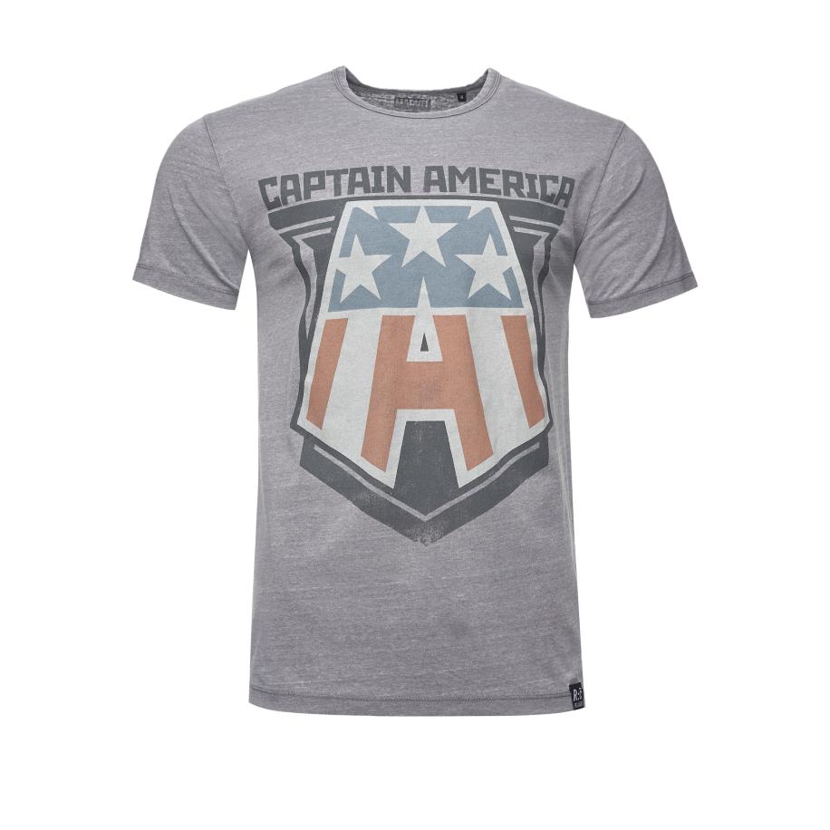 Recovered Recovered Shirt Marvel Captain America Badge grijs -