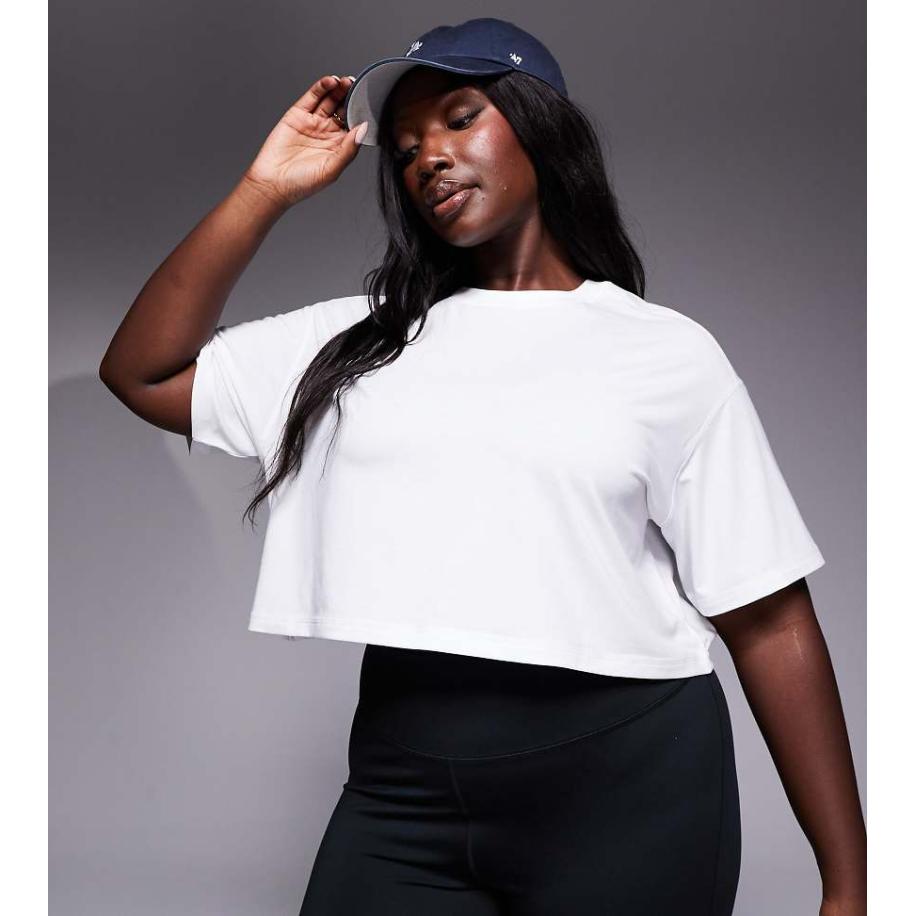 4505 Curve Icon Sneldrogend cropped performance T-shirt met rechte pasvorm in wit Wit