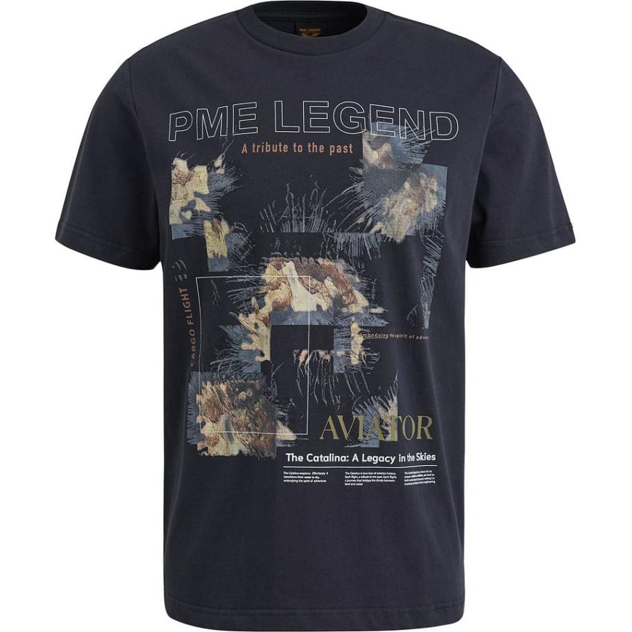 PME Legend Jersey T-Shirt Logo Navy Blauw