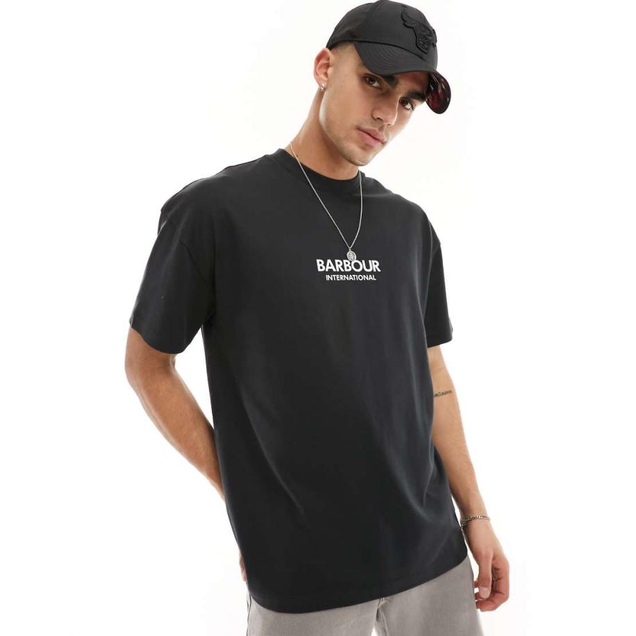 Barbour International - Formula - Oversized T-shirt in zwart, exclusief bij ASOS Zwart