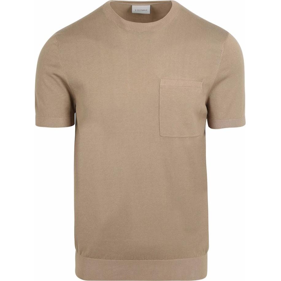 Suitable Knitted T-shirt Pocket Compact Camel Bruin