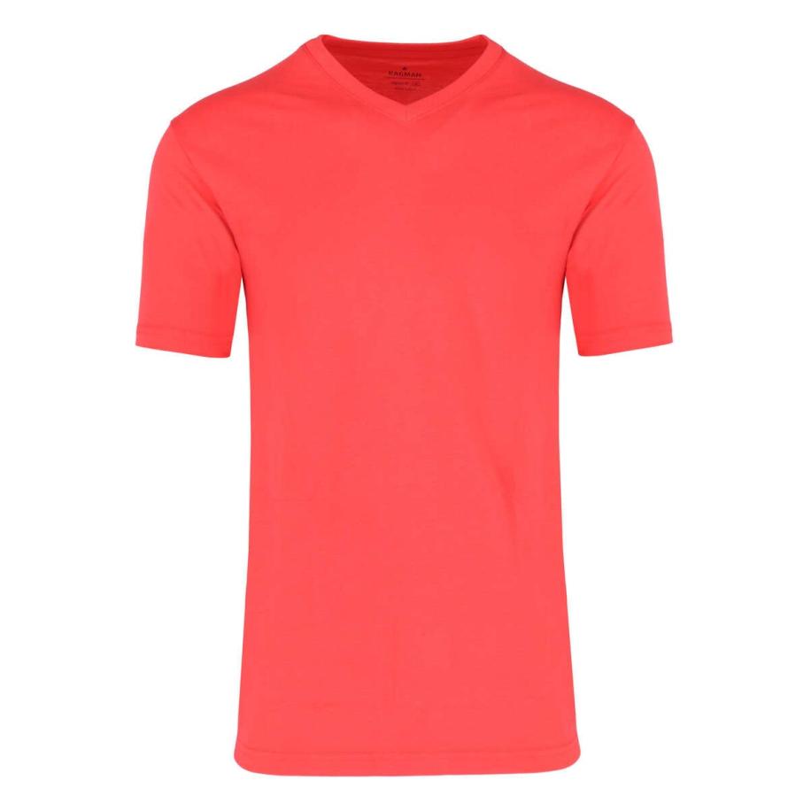 RAGMAN T-Shirt V-hals roos, Effen Rood