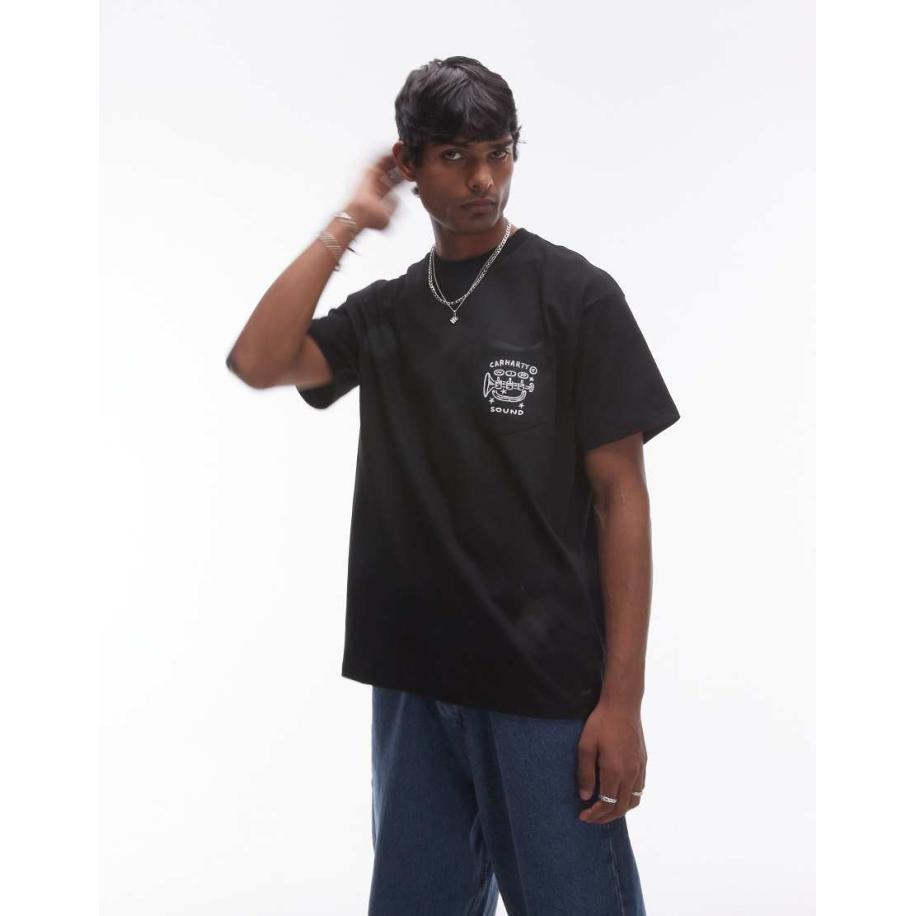 Carhartt WIP - Fragments - T-shirt met korte mouwen en zak in zwart Zwart