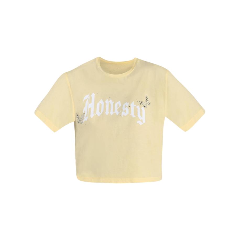 No Matter What No Matter What Shirt pasteelgeel / wit -