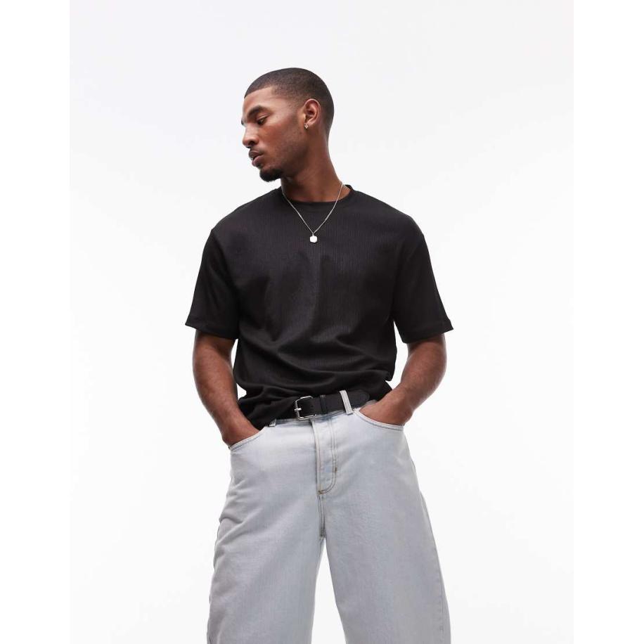 Topman - Oversized T-shirt met coating in zwart Zwart