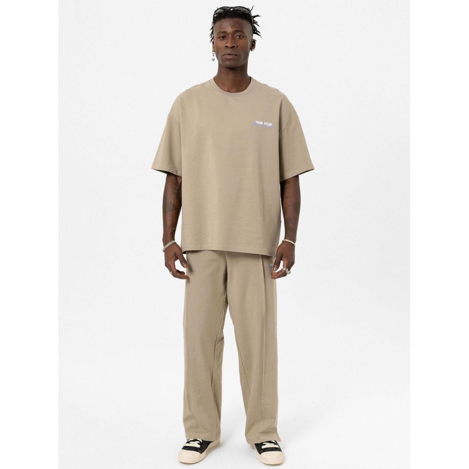 VAMOS CLO Shirt donkerbeige / wit Bruin