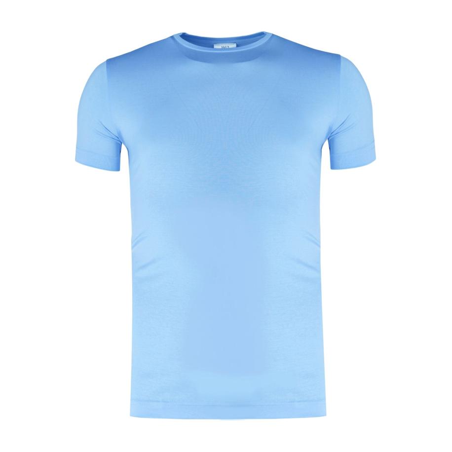 ETERNA 1863 T-Shirt ronde hals middenblauw, Effen Blauw