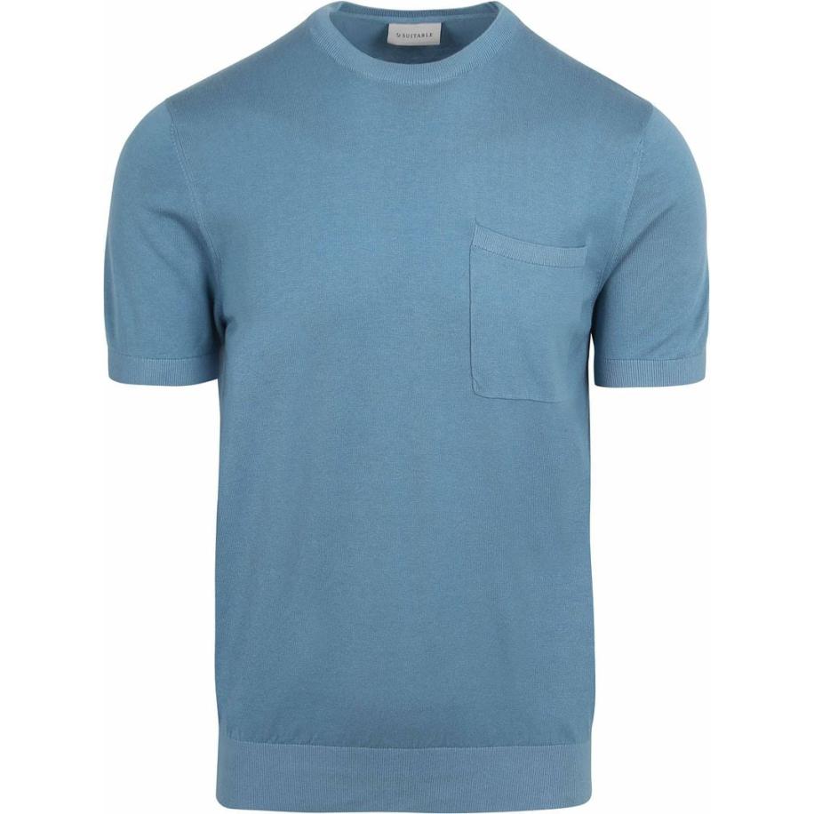 Suitable Knitted T-shirt Pocket Compact Blauw Blauw