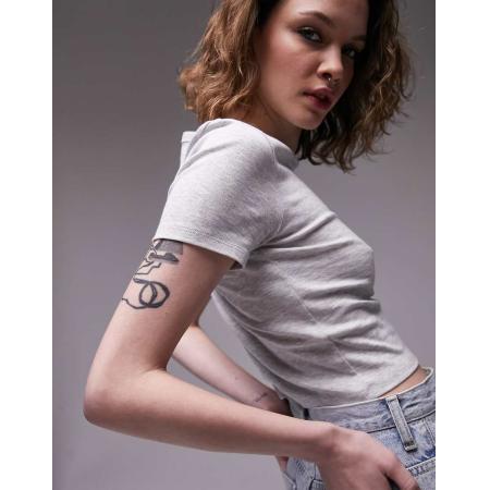 Topshop Everyday Gekrompen T-shirt in gemêleerd grijs