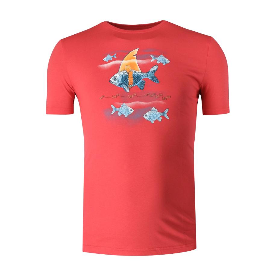 Marvelis Casual T-Shirt ronde hals baksteenrood, Bedrukt Rood