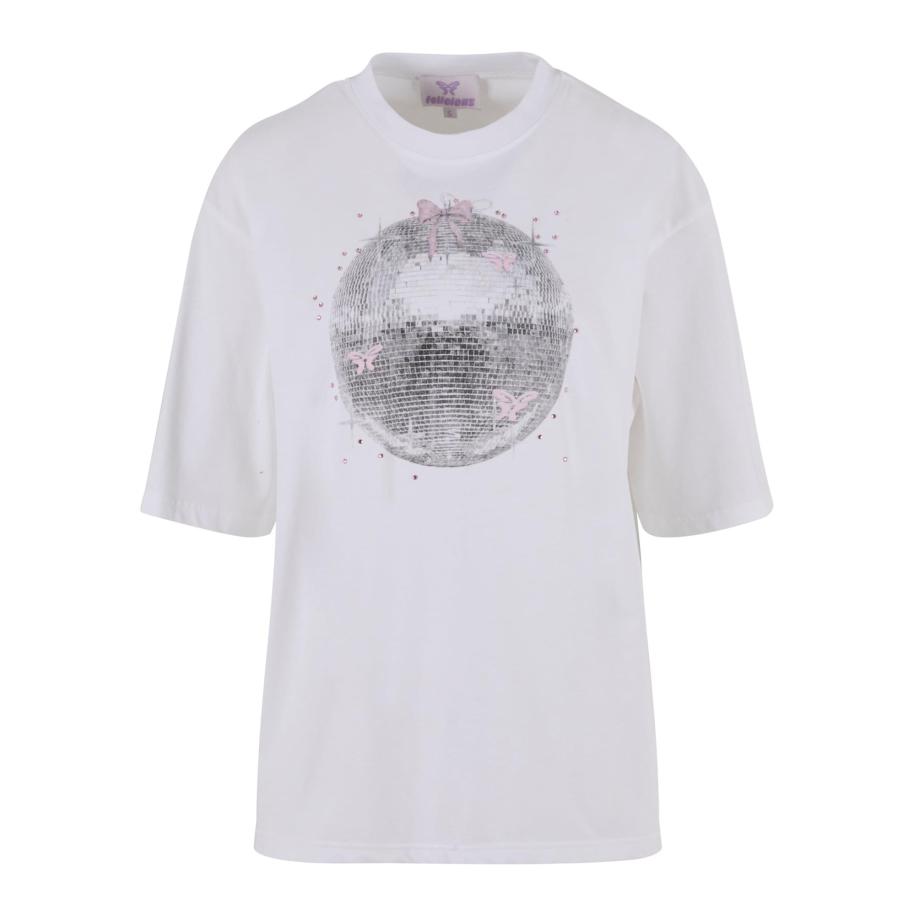 Felicious Shirt Disco grijs / rosa / wit Wit