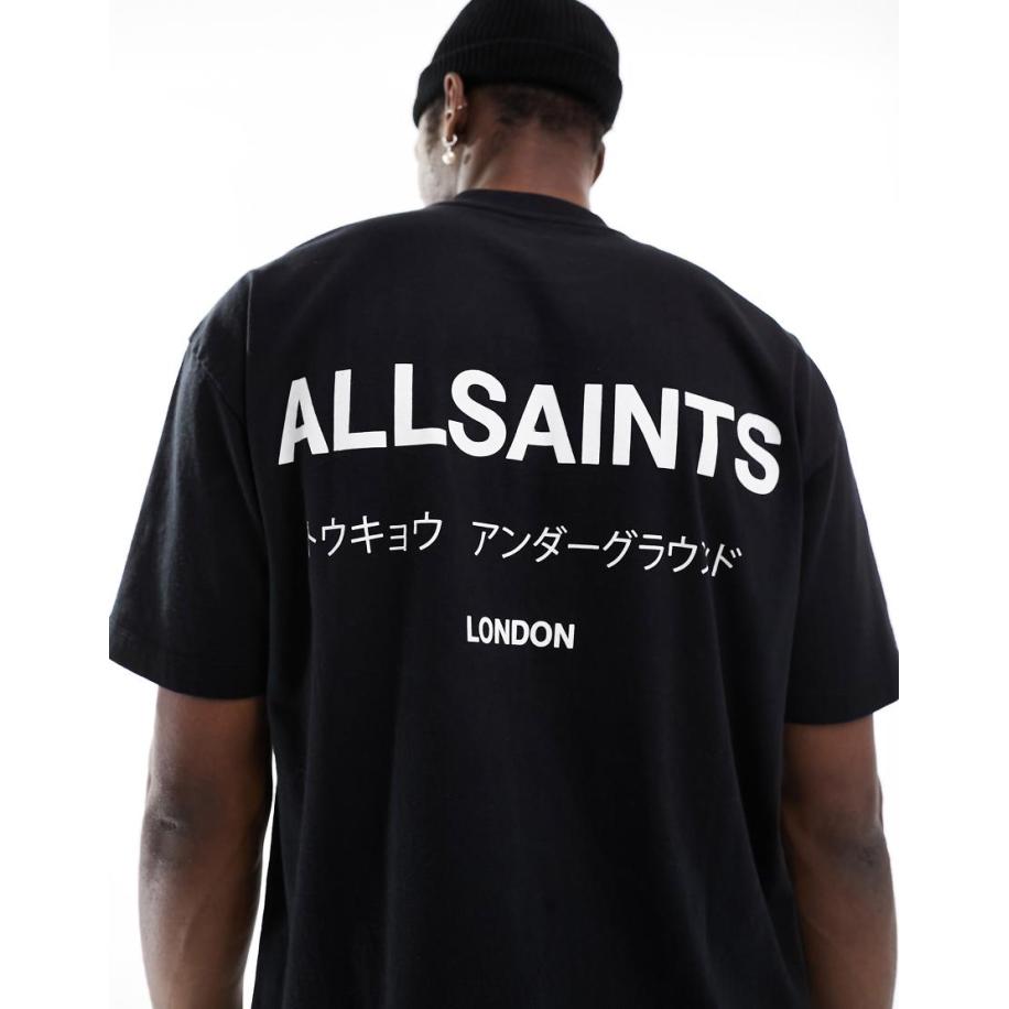 AllSaints - Underground - Oversized T-shirt in zwart Zwart