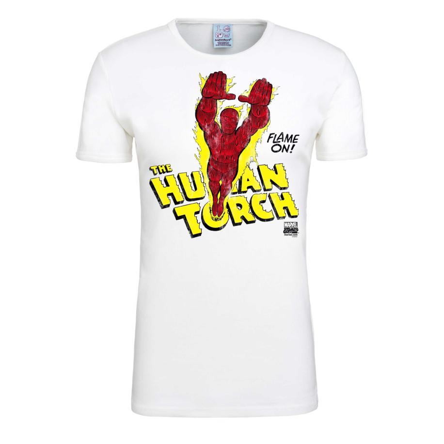 LOGOSHIRT Shirt Human Torch – Flame On geel / rood / zwart / wit Wit