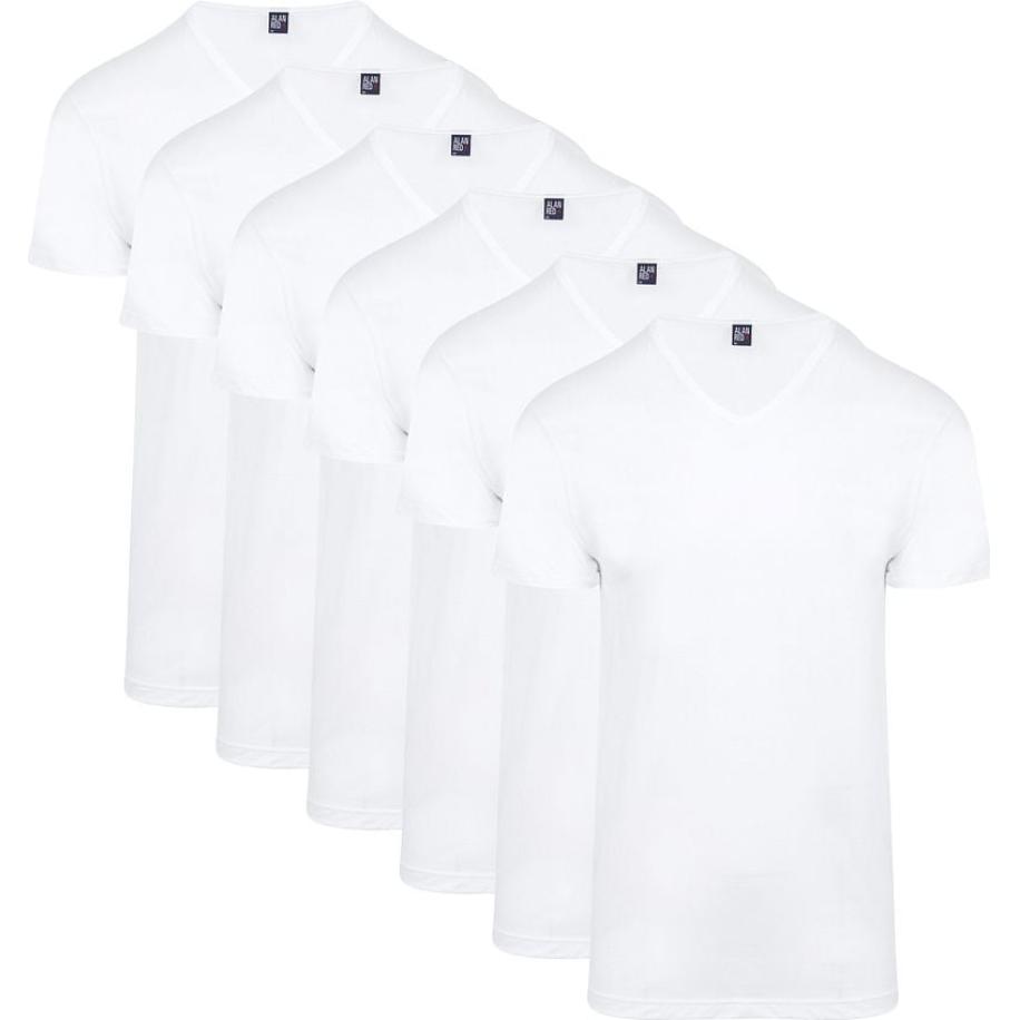 Alan Red Vermont T-Shirt V-Hals Wit 6 pack Wit