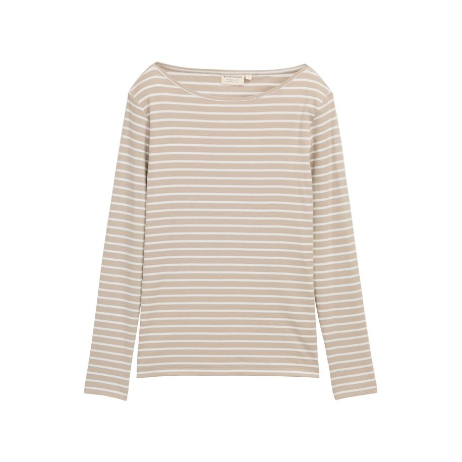 Tom Tailor TOM TAILOR Shirt donkerbeige / wit -