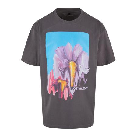 Lost Youth Shirt Blurred Flowers donkergrijs