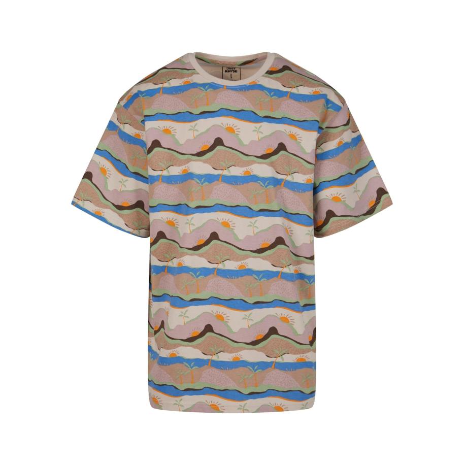 Just Rhyse Just Rhyse Shirt Sunrise beige / blauw / bruin / oranje -