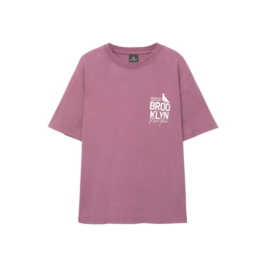 Pull&Bear Pull&Bear Shirt BROOKLYN orchidee / wit -
