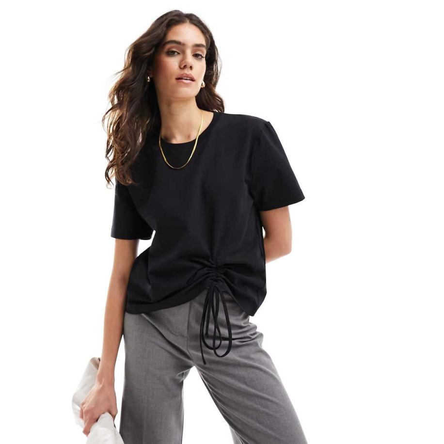 French Connection Rallie Gerimpeld katoenen T-shirt in zwart Zwart
