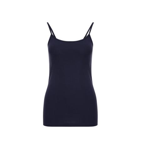 WE Fashion Dames singlet van katoen - Regular fit - Donkerblauw - Katoen - Maat: XXXL