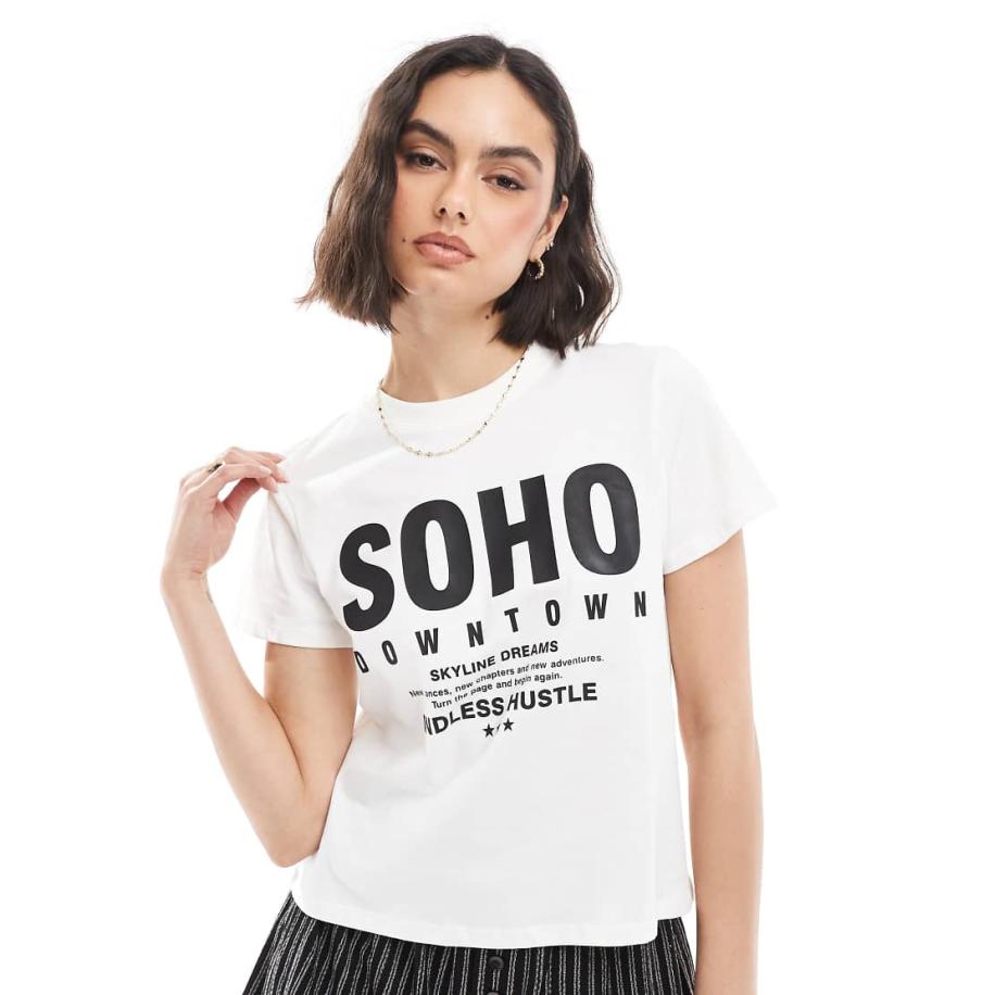 Bershka Soho Oversized T-shirt in wit Wit