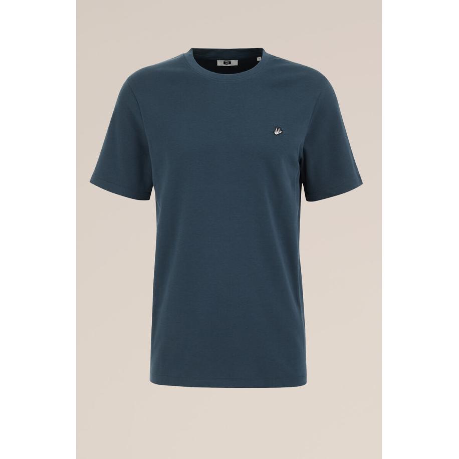 Fundamentals heren T-shirt - Slim Fit - Indigo - Katoen - Maat: M Blauw