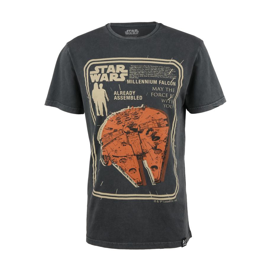 Recovered Recovered Shirt Star Wars Millenium Falcon Assembled donkergrijs -