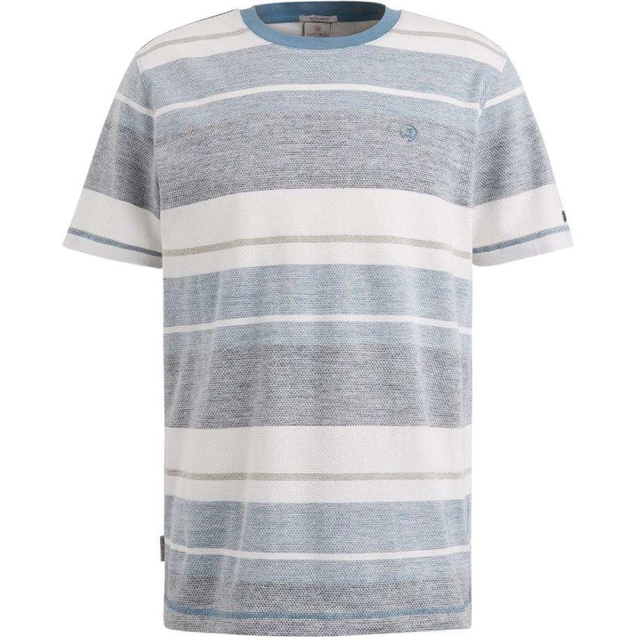 Cast Iron T-shirt Knitted Streep Blauw Blauw