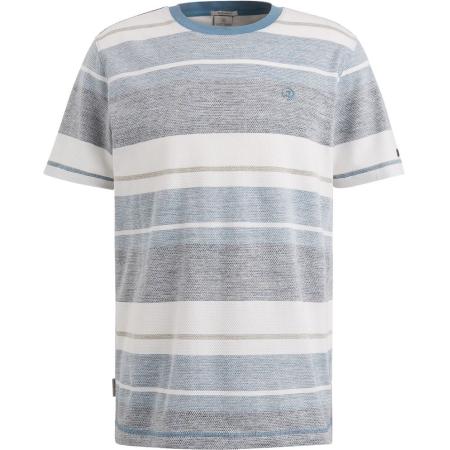 Cast Iron T-shirt Knitted Streep Blauw