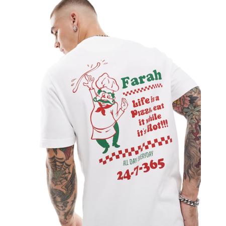 Farah - Powis - T-shirt met print op de voor- en achterkant in wit