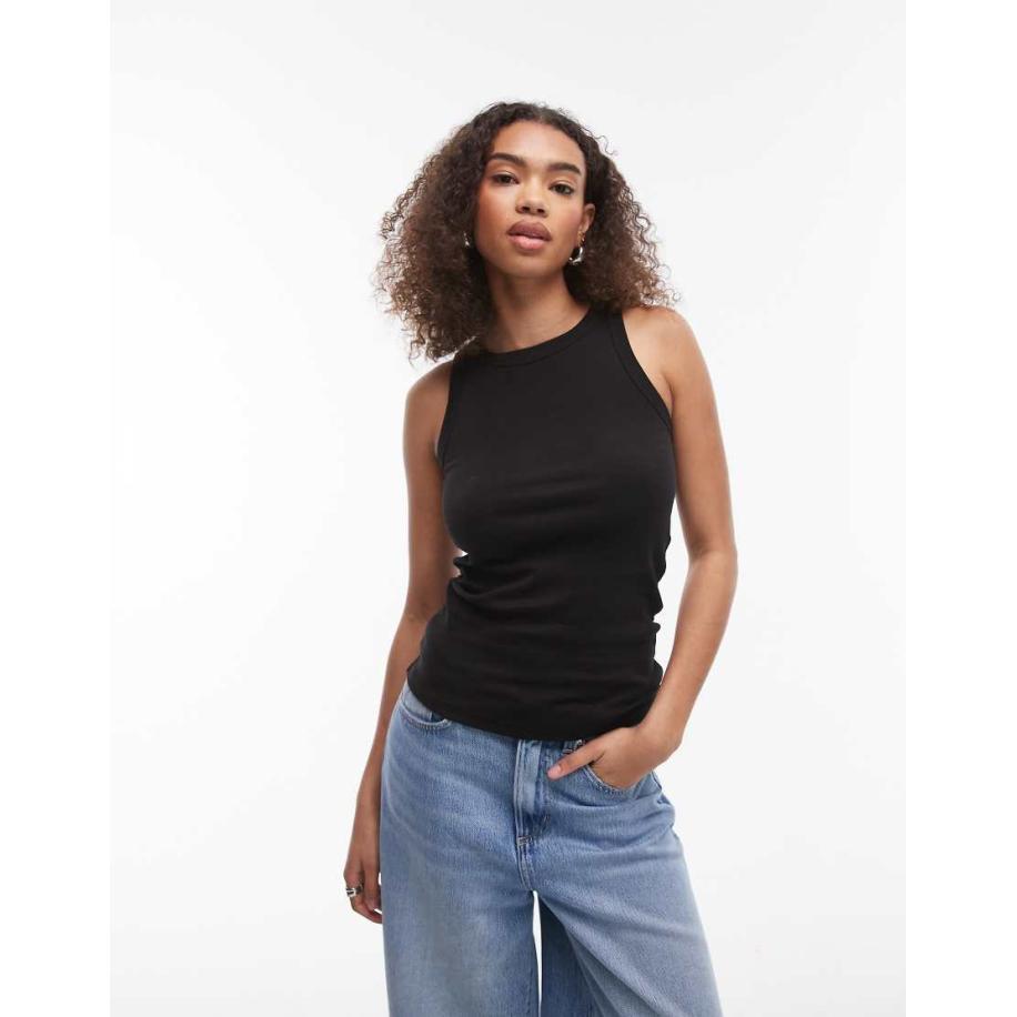 ARKET Geribbeld jersey hemdje in zwart Zwart