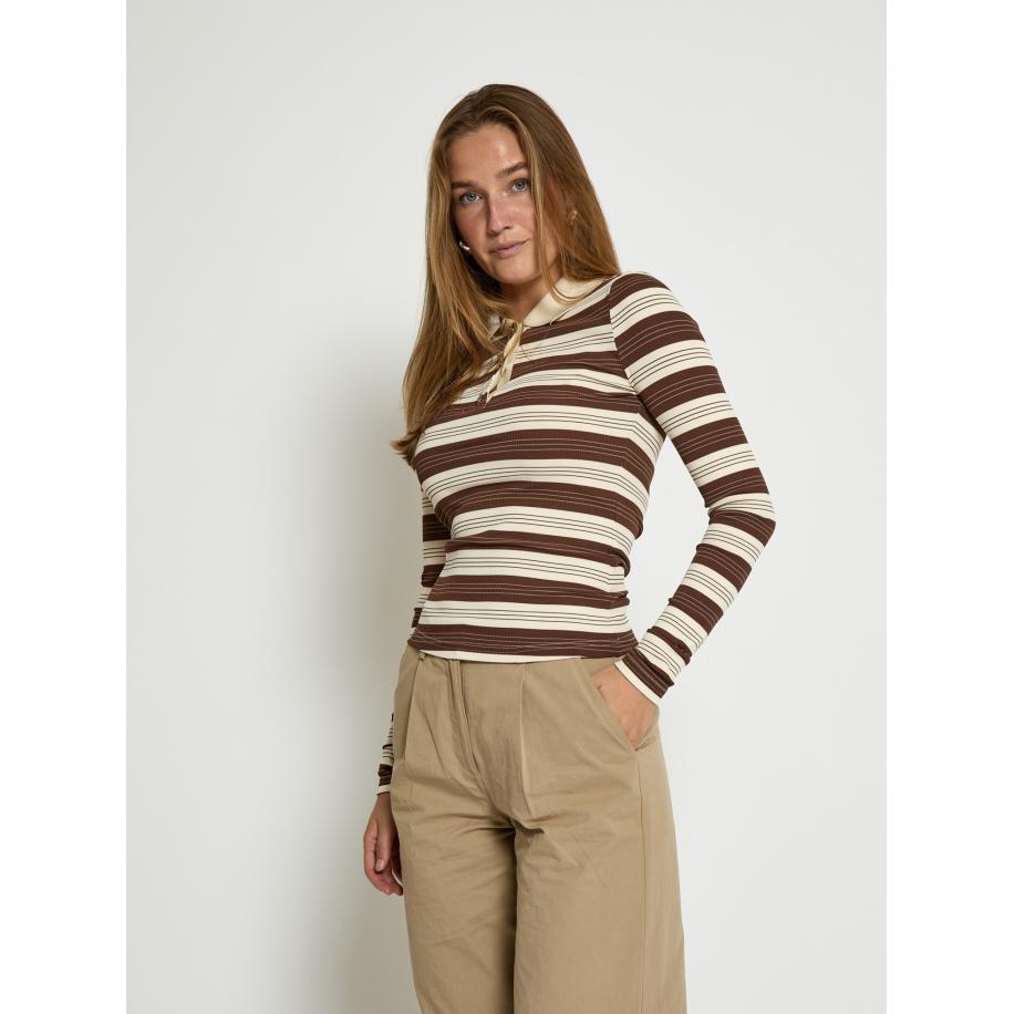 Minus minus Shirt Pammie crème / chocoladebruin -