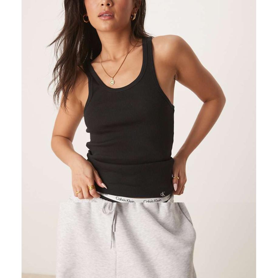 Calvin Klein Set van 3 hemdjes met lage ronde hals in zwart Zwart