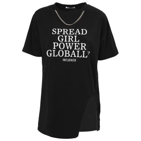 Influencer Influencer Shirt orchidee / zwart