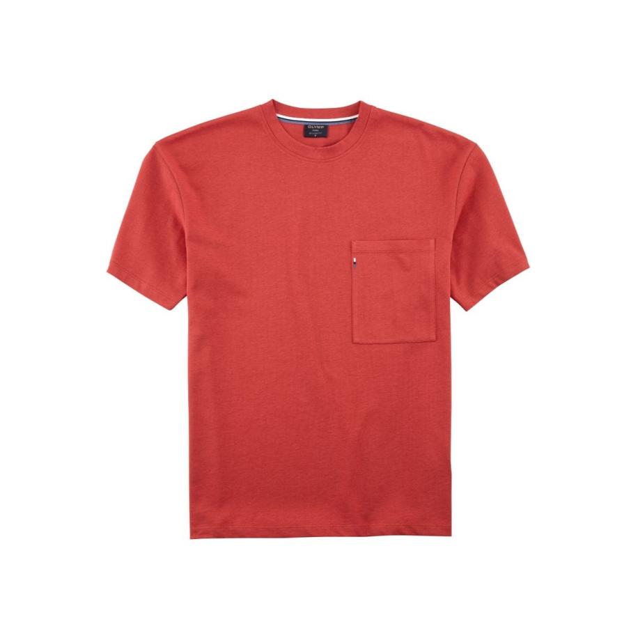 OLYMP Casual T-Shirt rozenhout, Effen Roze