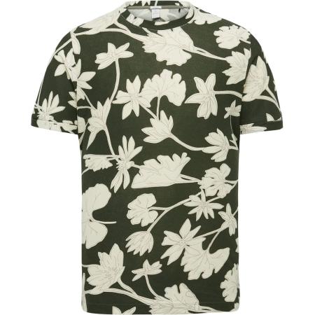 Cast Iron T-Shirt Bloemen Donkergroen