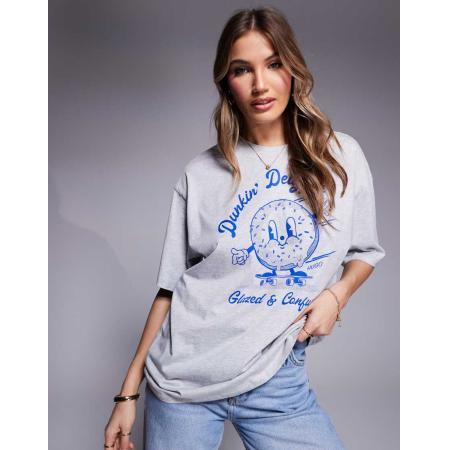 HUGO Blue Oversized T-shirt met print in grijs