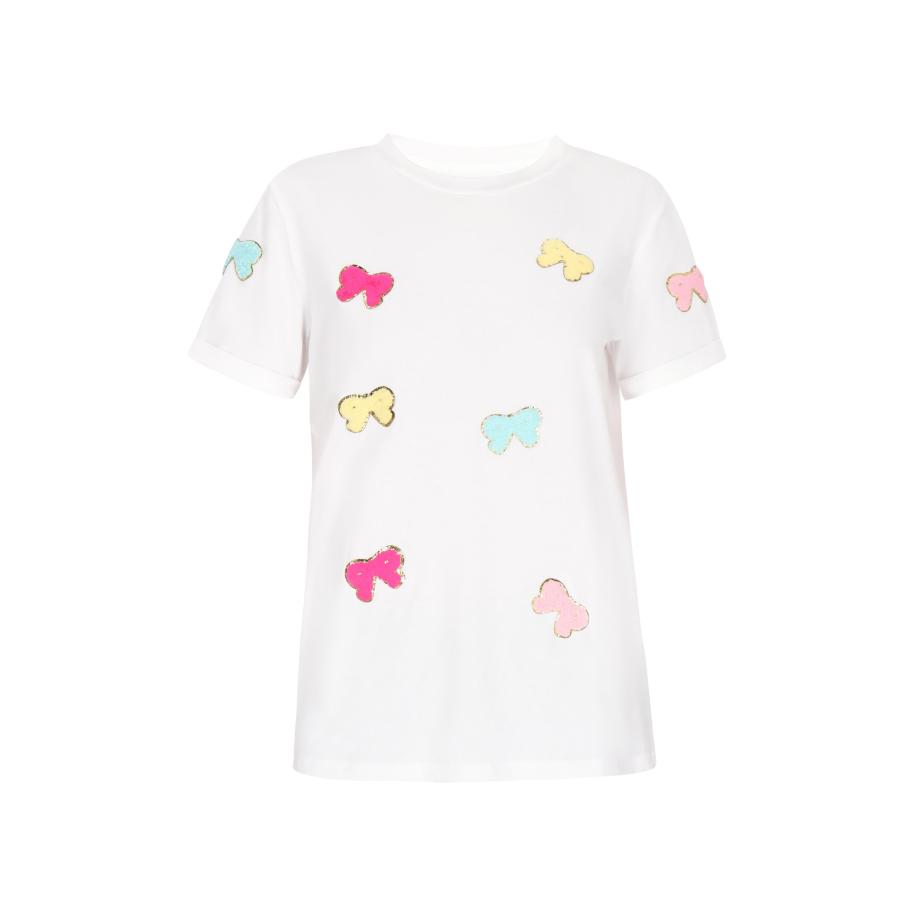Swirly swirly Shirt turquoise / lichtgeel / pink / wit -