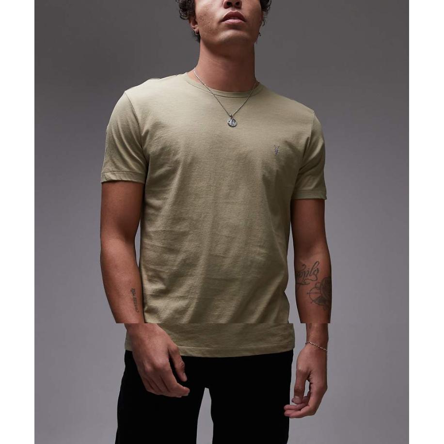 AllSaints - Tonic - Set van 3 T-shirts met ronde hals in wit, bruin en groen-Zwart Zwart