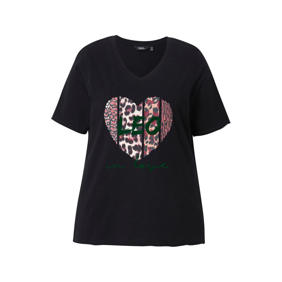 Ulla Popken Ulla Popken Shirt donkergroen / pink / zwart / offwhite -